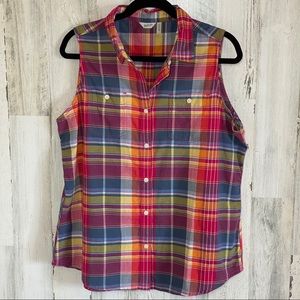 Woolrich Plaid Sleeveless Button Up Top XL